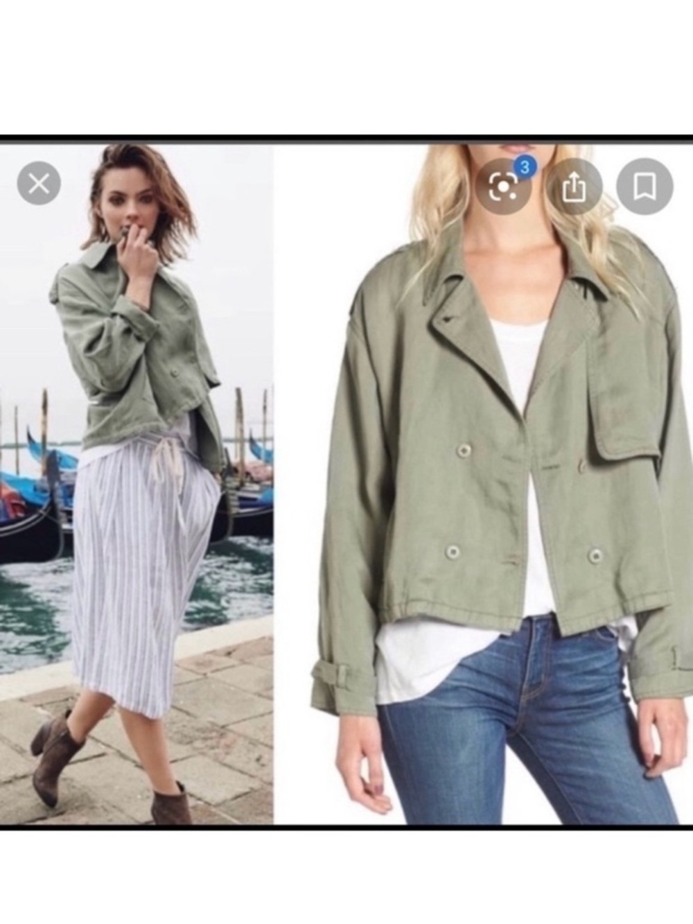 Rails Barclay Linen Blend Utility Jacket Green Womens Medium